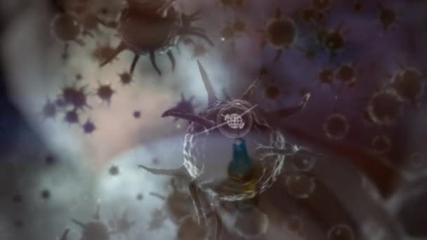 Covid Hücre Ile Bağlantı Ağının Animasyonu Küresel Covid Salgını Bağlantılar — Stok video