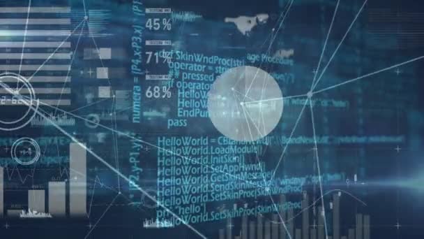 Animación Red Conexiones Través Del Procesamiento Datos Interfaz Digital Global — Vídeos de Stock