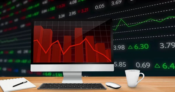 Imagem Gravação Estatísticas Tela Computador Com Processamento Dados Financeiros — Fotografia de Stock