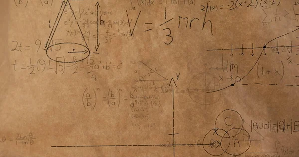 Imagem Digital Equações Matemáticas Figuras Movendo Tela Contra Uma Imagem — Fotografia de Stock