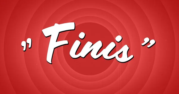 Digital Image White Finis Sign Appearing Screen While Background Shows — Stock Photo, Image