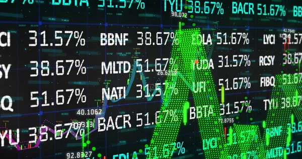 株式市場のデジタルイメージと黒字を背景とした財務データ処理 世界経済の株式市場とグローバル金融の概念 — ストック写真