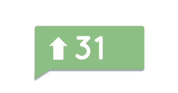 绿色聊天室的图像 箭头指向上方 数字在白色背景上增加 — 图库照片