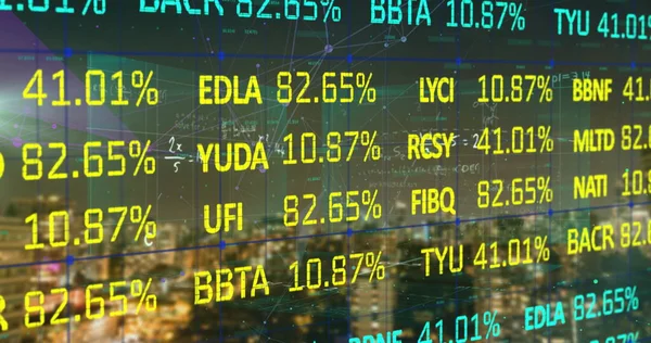 Imagen Compuesta Digital Del Procesamiento Datos Del Mercado Valores Sobre — Foto de Stock