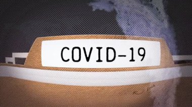 Dünya genelinde covid 19 komplo metninin animasyonu. küresel covid 19 komplo teorisi, tıp ve sağlık hizmetleri konsepti dijital olarak oluşturulmuş video.