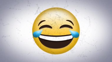 Bağlantı ağı üzerinden mutlu emoji simgesinin animasyonu. küresel sosyal medya ve iletişim konsepti dijital olarak oluşturulmuş video.