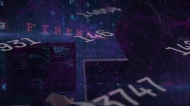 Bilgisayar kullanarak bilgisayar korsanına yapılan siber saldırı uyarısı ve veri işleme animasyonu. küresel sosyal medya, bağlantılar ve dijital arayüz konsepti dijital olarak oluşturulmuş video.