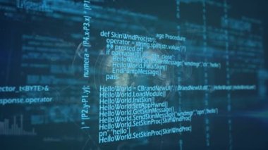 Bağlantı ağlarının animasyonu ve kara arkaplan üzerinden veri işleme. küresel bağlantılar, dijital arayüz, dijital olarak oluşturulan veri işleme konsepti.