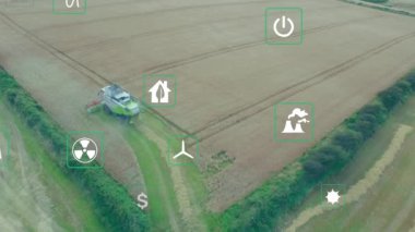 Dijital simgelerin saha üzerinde canlandırılması. küresel dijital arayüz, veri işleme ve teknoloji konsepti dijital olarak oluşturulmuş video.