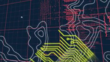 Veri işlemenin animasyonu ve grind üzerinden bağlantı ağlarının animasyonu. küresel internet güvenliği, dijital arayüz ve bağlantılar konsepti dijital olarak oluşturulmuş video.