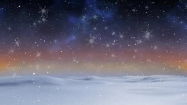 Kış manzarasının üzerine düşen kar animasyonu. Noel, kış ve kutlama konsepti dijital olarak oluşturuldu.