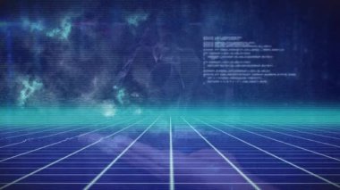 Bağlantı ağı üzerinden veri işleme animasyonu. küresel sosyal medya, bağlantılar ve dijital arayüz konsepti dijital olarak oluşturulmuş video.