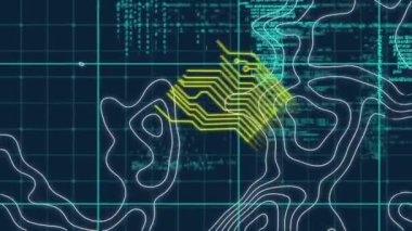 Veri işlemenin animasyonu ve grind üzerinden bağlantı ağlarının animasyonu. küresel internet güvenliği, dijital arayüz ve bağlantılar konsepti dijital olarak oluşturulmuş video.