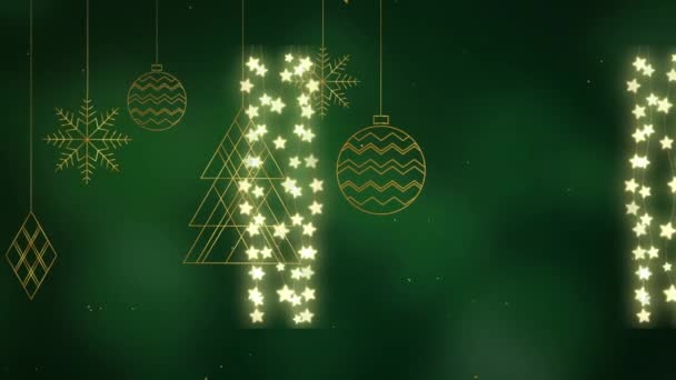在绿色背景上的圣诞装饰的动画 圣诞节 传统和庆祝概念数字制作的视频 — 图库视频影像