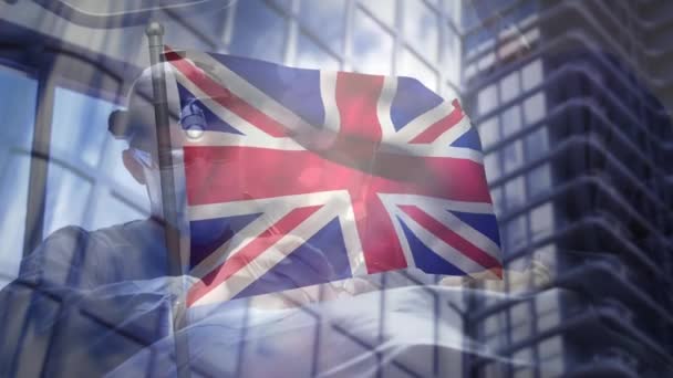 Animatie Van Britse Vlag Artsen Tijdens Operatie Mondiaal Concept Voor — Stockvideo