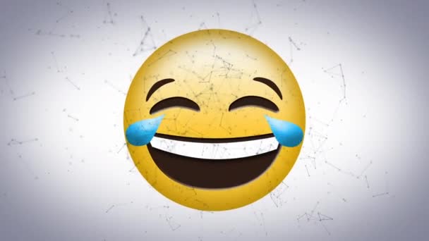 Κινούμενα Σχέδια Του Εικονιδίου Happy Emoji Μέσω Δικτύου Συνδέσεων Παγκόσμια — Αρχείο Βίντεο