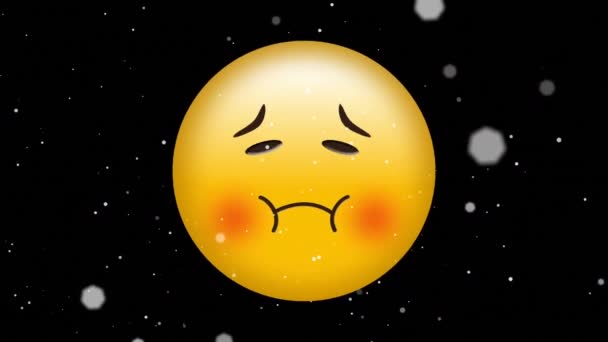 Animation Eines Kranken Emoji Symbols Über Herabfallendem Konfetti Globales Social — Stockvideo