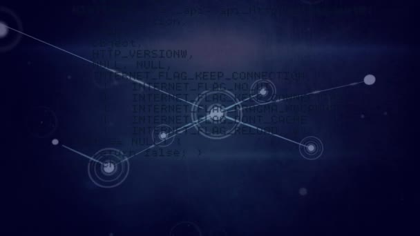 Animação Redes Conexões Processamento Dados Sobre Fundo Preto Conexões Globais — Vídeo de Stock