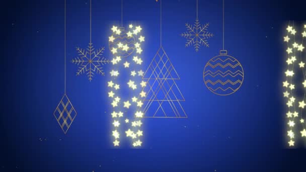 Animation Christmas Decoration Blue Background Christmas Tradition Celebration Concept Digitally — Stock Video