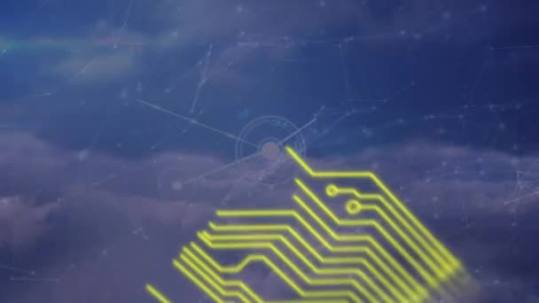 Animazione Reti Connessioni Sopra Cielo Connessioni Globali Interfaccia Digitale Concetto — Video Stock