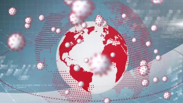 地球上で19個の細胞を落下させるアニメーション グローバルヘルスとヘルスケアサービスのコンセプトデジタルで生成されたビデオ — ストック動画