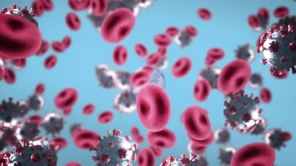 Анимирование Падающих Ковидий Клеток Над Земным Шаром Глобальное Здравоохранение Здравоохранение — стоковое видео