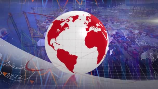 Animación Red Conexiones Procesamiento Datos Través Astilleros Envío Global Negocio — Vídeo de stock