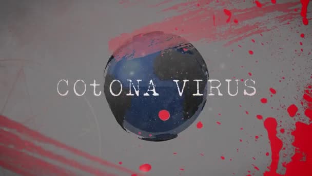 Animación Del Globo Sobre Texto Del Virus Corona Mundial Covid — Vídeo de stock