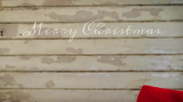 Animazione Buon Natale Testo Sopra Cappello Babbo Natale Natale Tradizione — Video Stock