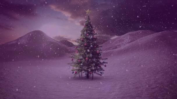 Animación Paisajes Invernales Con Árbol Navidad Navidad Tradición Concepto Celebración — Vídeo de stock