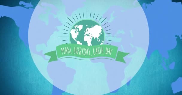 Animation Von Earth Day Text Und Grünem Globus Logo Über — Stockvideo