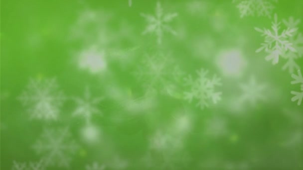 Animación Nieve Cayendo Sobre Fondo Verde Navidad Tradición Concepto Celebración — Vídeo de stock