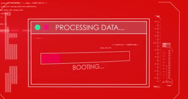 Animation Der Datenverarbeitung Auf Rotem Hintergrund Globale Soziale Medien Verbindungen — Stockvideo