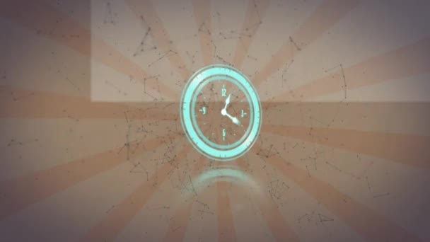 Animación Del Reloj Través Red Conexiones Carrito Compras Comunicación Compras — Vídeos de Stock