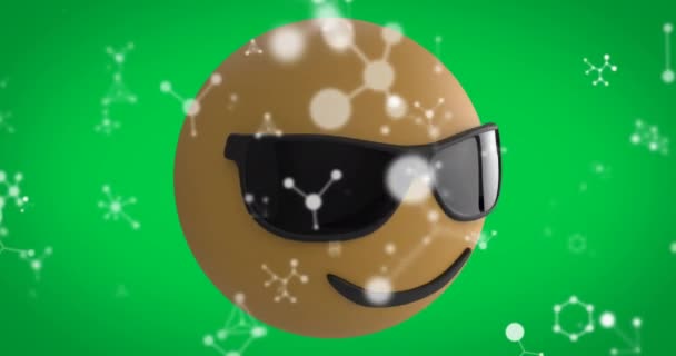 Animatie Van Zonnebrillen Emoji Netwerk Van Verbindingen Vallen Sociaal Media — Stockvideo