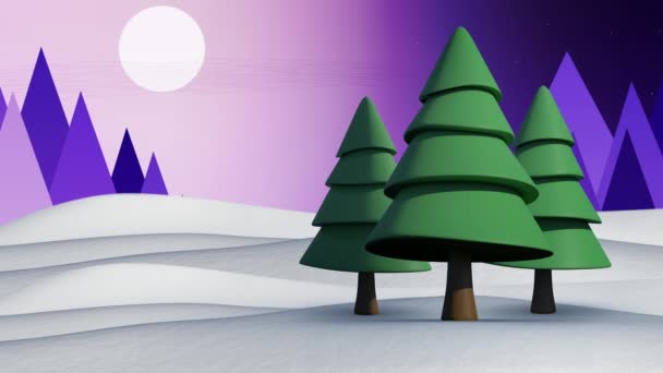 Animación Nieve Cayendo Sobre Árboles Sobre Fondo Azul Navidad Tradición — Vídeos de Stock