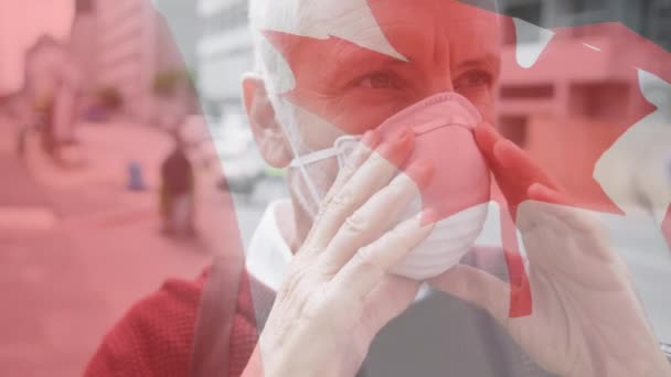 Κινούμενο Σχέδιο Της Σημαίας Του Καναδά Κυματίζει Πάνω Από Τον — Αρχείο Βίντεο
