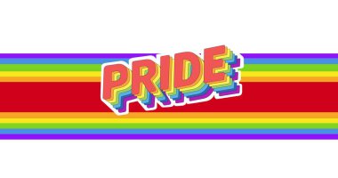 Beyaz arka planda gurur mesajı ve gökkuşağı çizgileri. lgbtq gurur ve eşitlik kutlaması konsepti dijital olarak oluşturulmuş video.