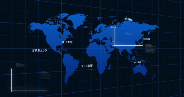 Imagem Processamento Dados Financeiros Com Estatísticas Sobre Mapa Mundo Conceito — Fotografia de Stock