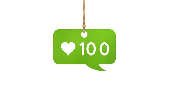 Bild Einer Gebundenen Grünen Chatbox Mit Zahlen Und Einem Herzsymbol — Stockfoto