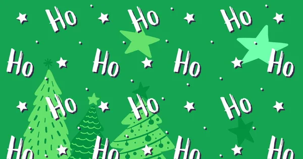 Imagen Texto Con Estrellas Árboles Navidad Sobre Fondo Verde Concepto —  Fotos de Stock