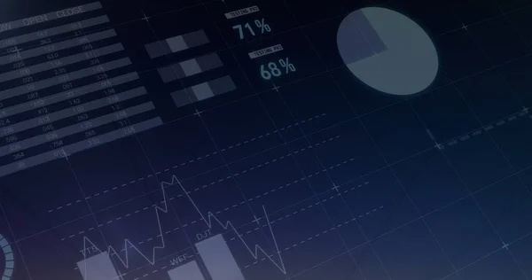 Digitaal Beeld Van Grafieken Statistieken Voorgrond Van Een Veld Met — Stockfoto