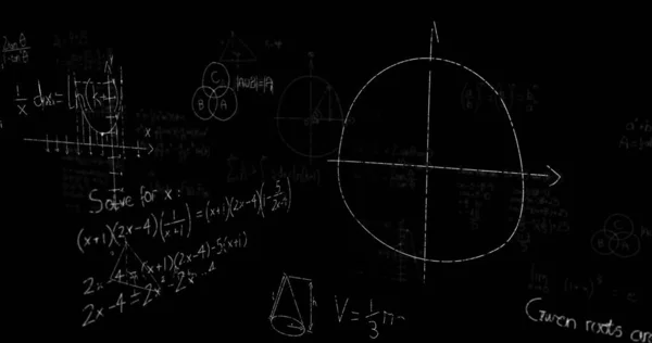 Digitální Obraz Sítě Spojů Šipkami Rostoucími Počty Matematickými Diagramy Rovnicemi — Stock fotografie