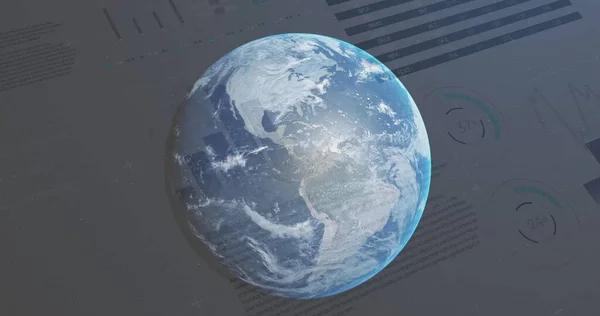 Bild Finansiell Databehandling Över Planeten Jorden Bakgrunden Global Business Finance — Stockfoto