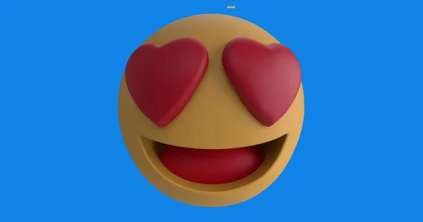 Εικόνα Ενός Ερωτικού Εικονιδίου Emoji Μάτια Καρδιάς Μπλε Φόντο Πεσμένα — Φωτογραφία Αρχείου