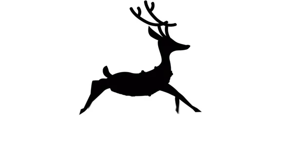 Digital Image Black Silhouette Reindeer Running White Background Christmas Festivity — Stock Photo, Image