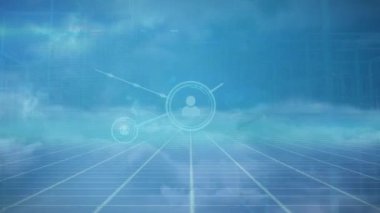 Mavi arkaplandaki bağlantı ağının canlandırılması. küresel sosyal medya, bağlantılar ve dijital arayüz konsepti dijital olarak oluşturulmuş video.