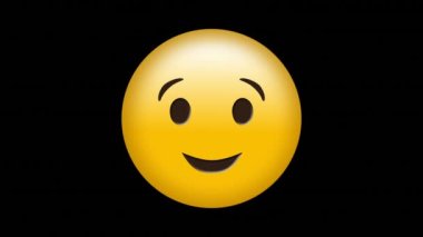 Hareket eden geometrik şekiller üzerinde mutlu emoji simgesinin animasyonu. küresel sosyal medya ve iletişim konsepti dijital olarak oluşturulmuş video.