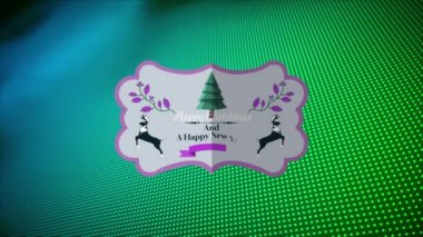 Mutlu Noel 'in animasyonu ve yeşil arka plan üzerine mutlu bir yeni yıl mesajı. Noel, gelenek ve kutlama konsepti dijital olarak oluşturuldu.