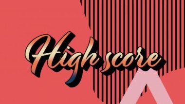 Renkli grafikler ve şekiller üzerine yüksek puanlı metin animasyonu. arkaplan, sosyal medya ve iletişim konsepti dijital olarak oluşturulmuş video.